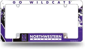 Rico Industries NCAA Northwestern Wildcats Primary 12" x 6" Chrome All Over Automotive License Plate Frame for Car/Truck/SUV