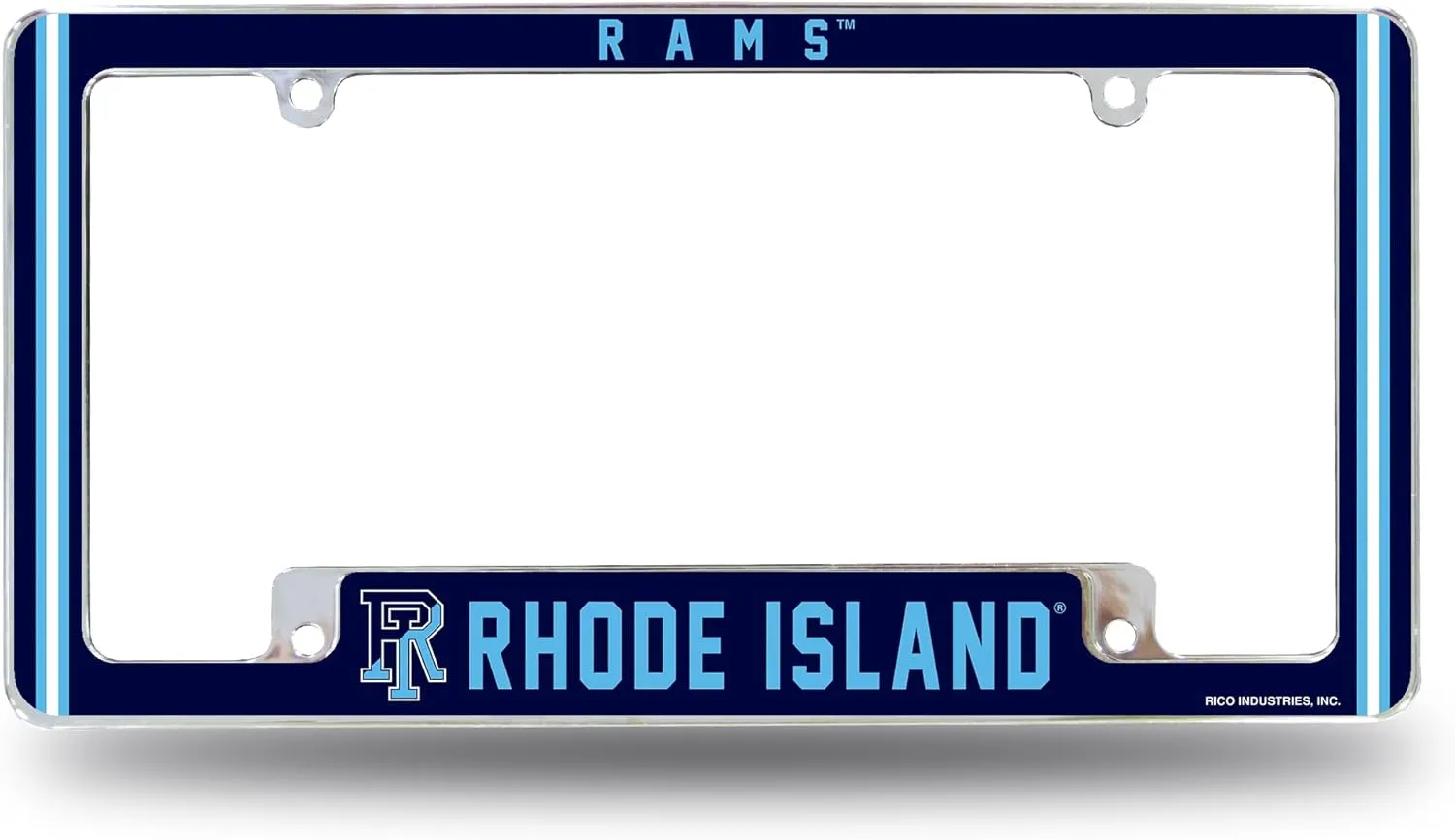 Rico Industries NCAA Rhode Island Rams 12" x 6" Chrome All Over Automotive License Plate Frame for Car/Truck/SUV