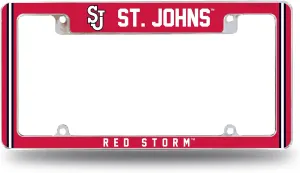 Rico Industries NCAA St. John's Red Storm 12" x 6" Chrome All Over Automotive License Plate Frame for Car/Truck/SUV