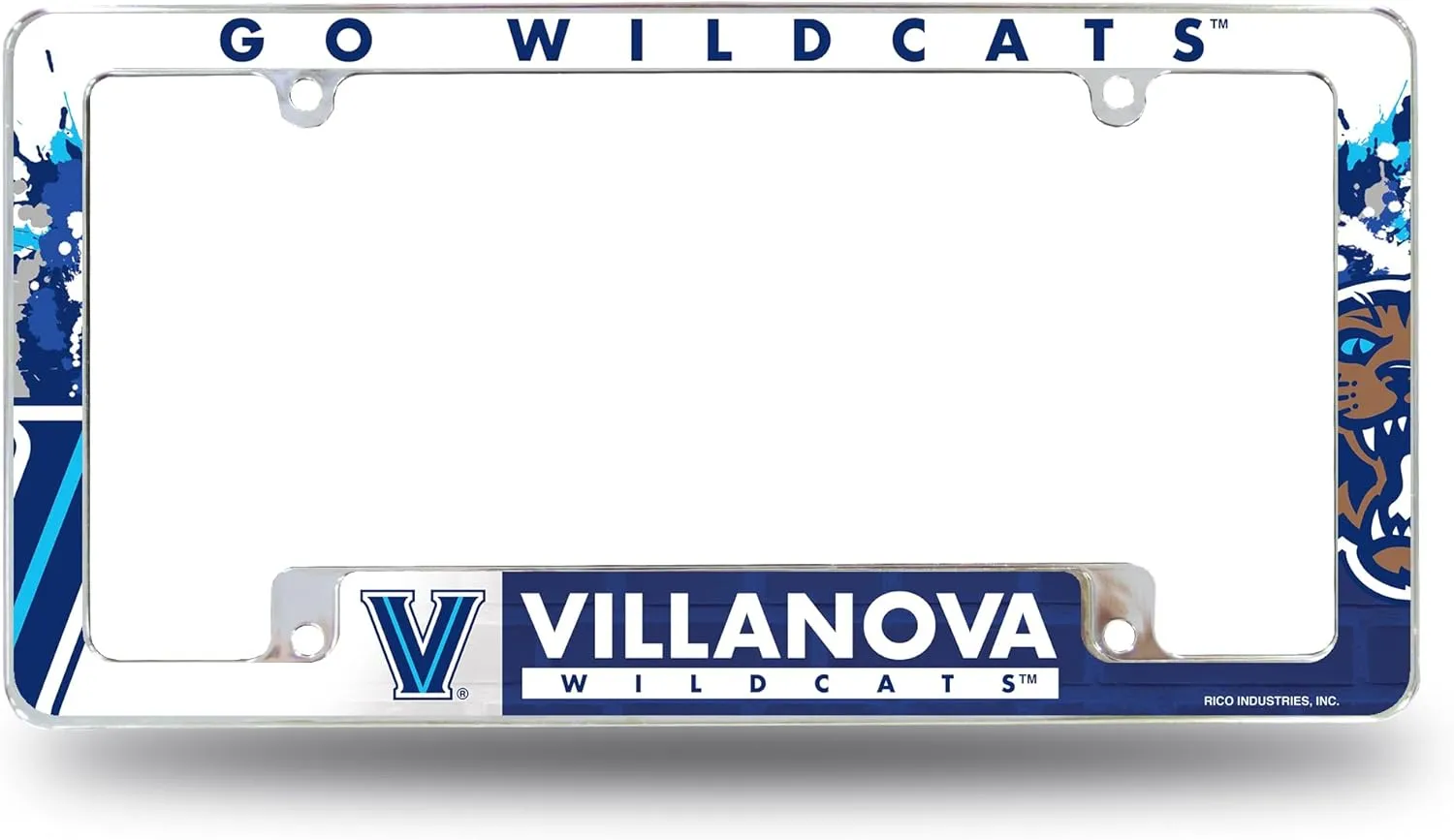 Rico Industries NCAA Villanova Wildcats Primary 12" x 6" Chrome All Over Automotive License Plate Frame for Car/Truck/SUV