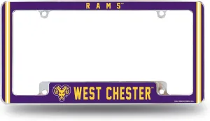 Rico Industries NCAA West Chester Golden Rams 12" x 6" Chrome All Over Automotive License Plate Frame for Car/Truck/SUV