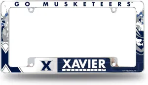 Rico Industries NCAA Xavier Musketeers Primary 12" x 6" Chrome All Over Automotive License Plate Frame for Car/Truck/SUV