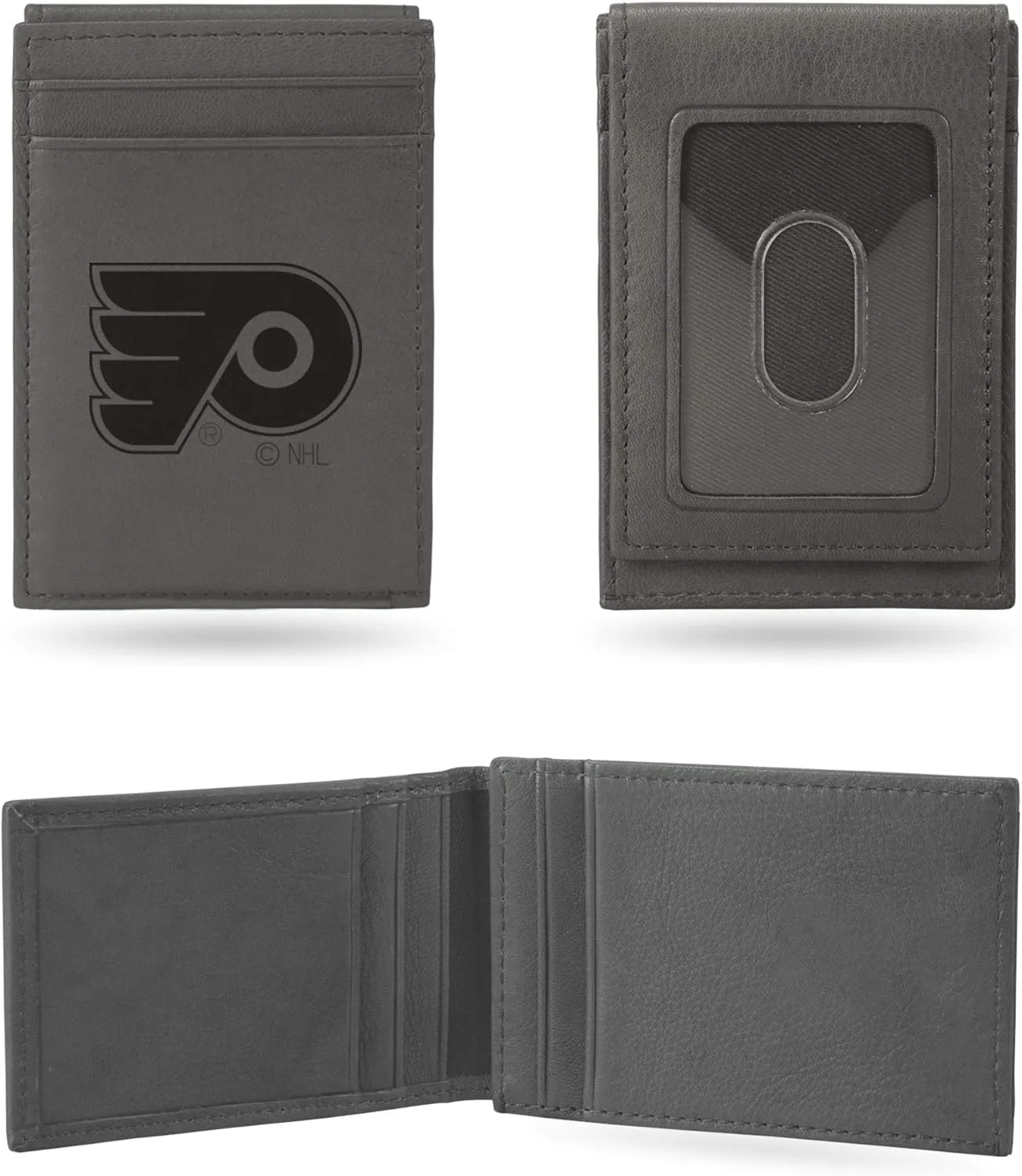 Rico Industries NHL Hockey Laser Engraved Front Pocket Wallet - Compact/Comfortable/Slim
