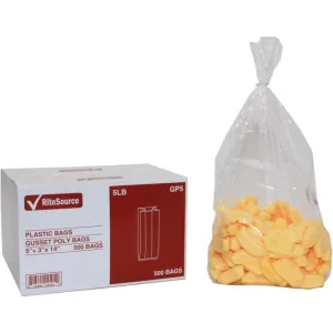 RiteSource - 5" x 3" x 14" Clear 5 lb Poly Bags With Gusset, 500/Bx - GP5