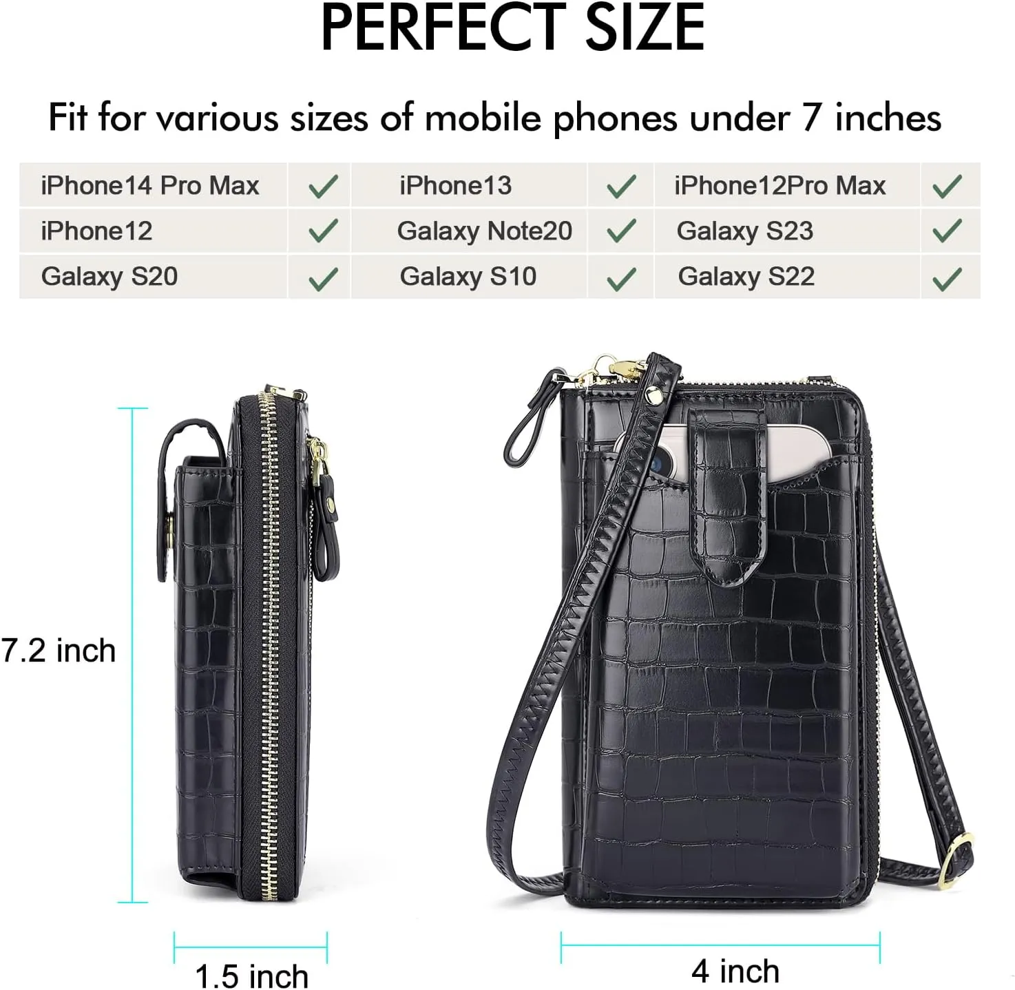 RONSIN Small Crossbody Phone Bag for Women Cell Phone Purse Wallet Mini Shoulder Bag with RFID Card Slots