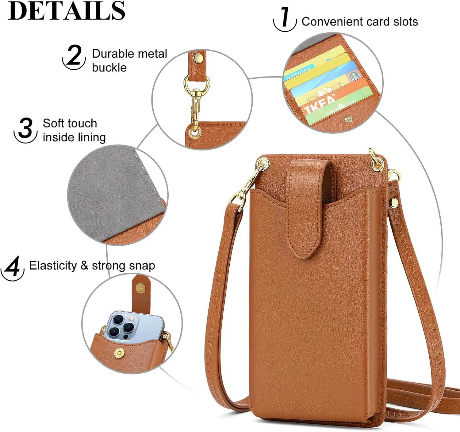 RONSIN Small Crossbody Phone Bag for Women Cell Phone Purse Wallet Mini Shoulder Bag with RFID Card Slots
