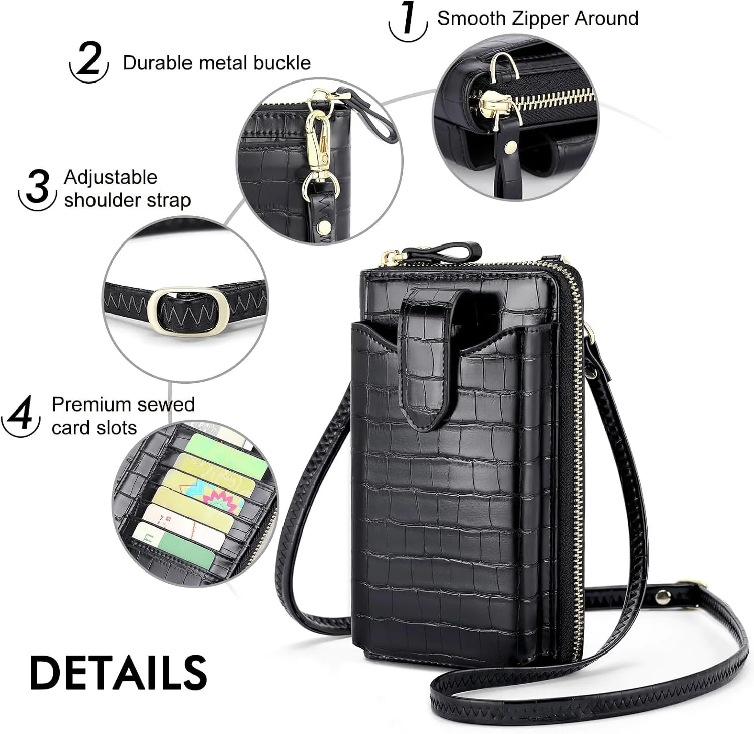 RONSIN Small Crossbody Phone Bag for Women Cell Phone Purse Wallet Mini Shoulder Bag with RFID Card Slots