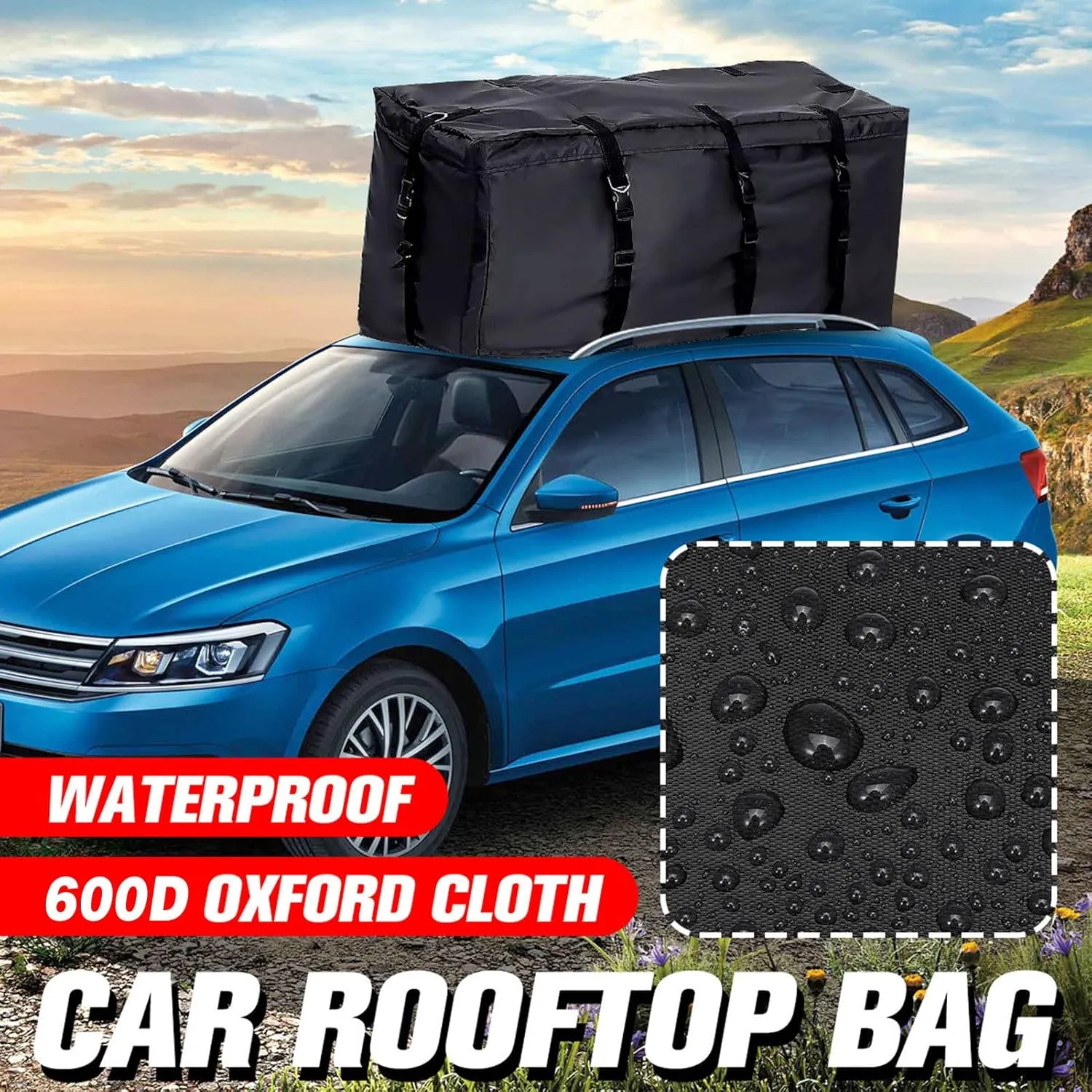 Rooftop Cargo Carrier Bags | 11 Cubic Car Roof Water Resistant Luggage Bag - Updated Car Roof Top Cargo Carrier Bag SUV Rooftop Luggage Travel Bag for All Vehicles with an Anti-Slip Mat