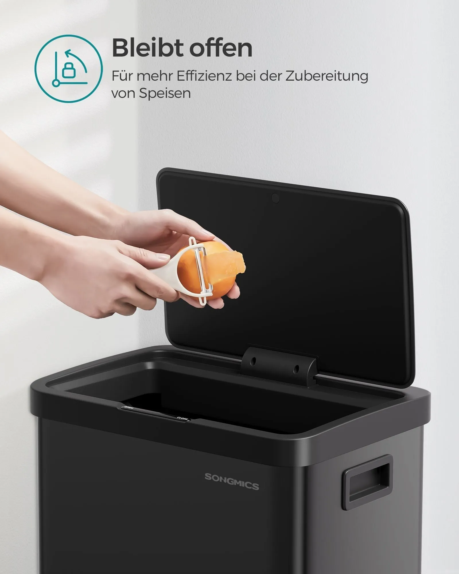 Rootz Steel Trash Can - Waste Bin - Garbage Bin - Steel Construction - 41cm x 29.5cm x 67cm - 68L Capacity