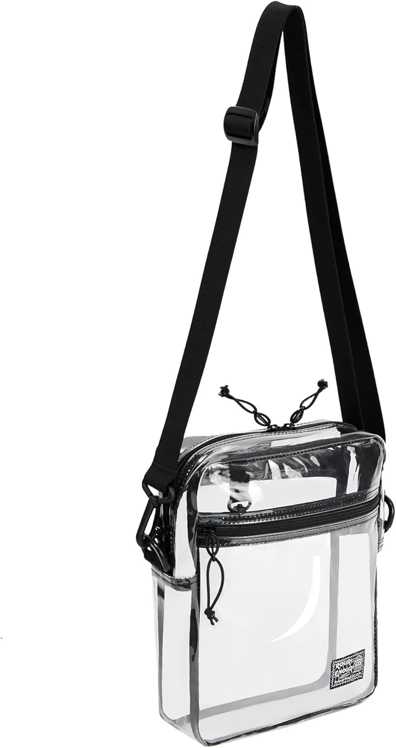 Rough Enough Clear Crossbody Bag for Stadium Events Large Transparent Purse with Adjustable Strap YKK Zipper Concert Approved