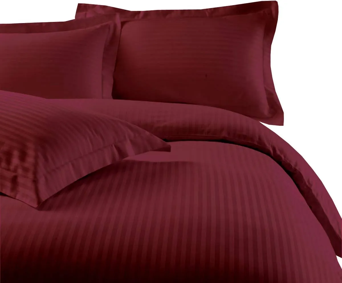 Royal Tradition 100% Brushed Microfiber 3PC Duvet Cover Set, Soft and Cozy Comforter Cover with Button Closures and 2 Pillow Shams (King/Calking, Striped Burgundy)