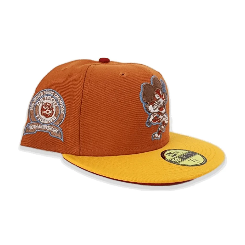 Rust Orange Detroit Tigers Yellow Visor Red Bottom 1968 World Series Champions Side Patch New Era 59Fifty Fitted