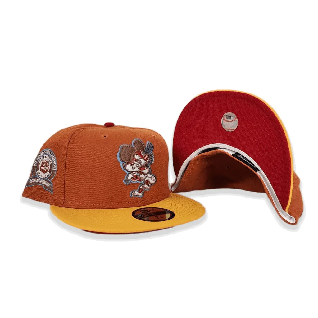 Rust Orange Detroit Tigers Yellow Visor Red Bottom 1968 World Series Champions Side Patch New Era 59Fifty Fitted