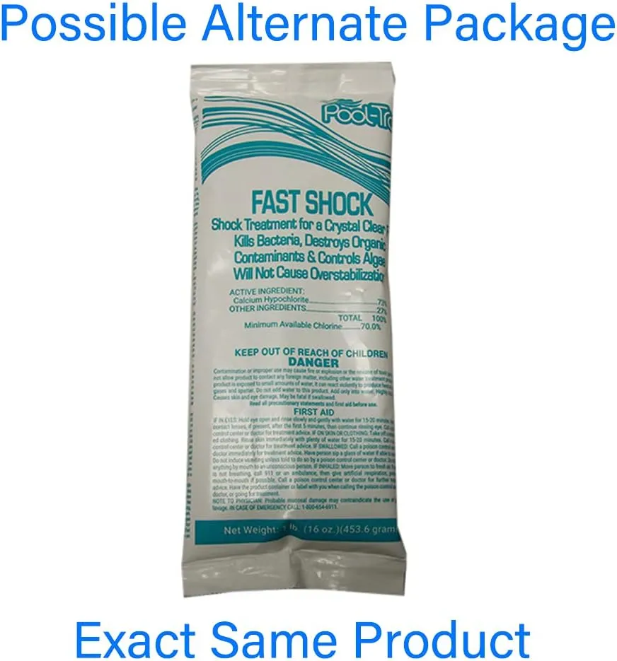 Rx Clear Mega Shock | 73% Calcium Hypochlorite | Kills Algae in Swimming Pools | Works As Pool Sanitizer Clarifier and Algicide | One Pound Bags | Single Pack