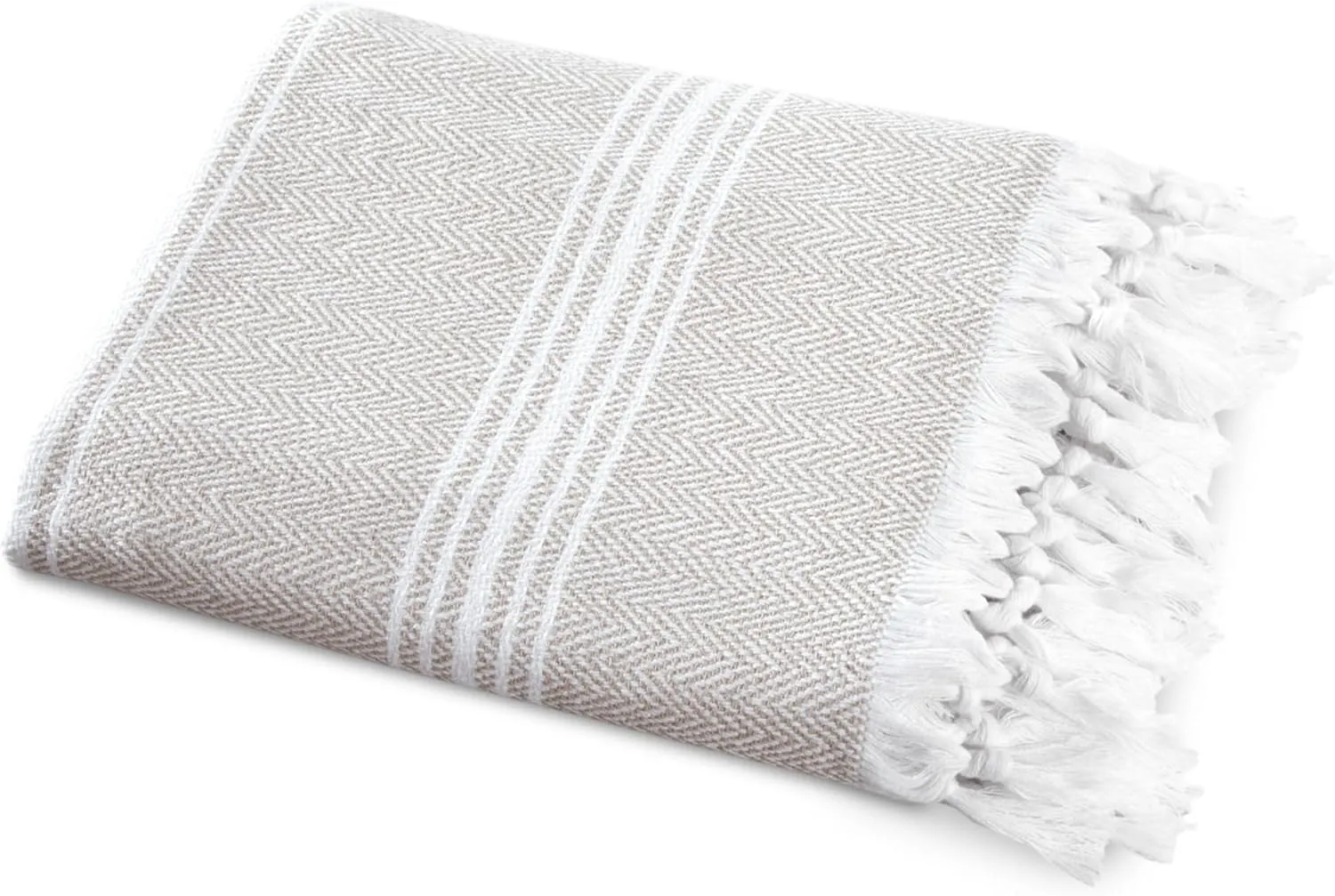 SALBAKOS - Cotton Turkish Beach Towel - Made with 100% Turkish Cotton, Lightweight, Absorbent & Quick Dry Beach Towels for Gym, Pool, Beach & Spa | 40"x70" (Linen)