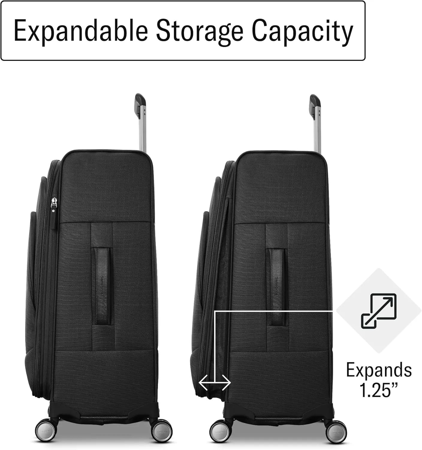 Samsonite UpLIFT 30" Lightweight Softside Luggage with Spinner Wheels - Expandable, Large Checked - Airline-Approved, Polyester Soft Suitcase for Ultra Light Travel - Black