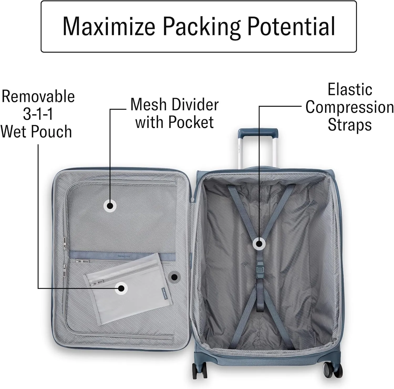 Samsonite UpLIFT 30" Lightweight Softside Luggage with Spinner Wheels - Expandable, Large Checked - Airline-Approved, Polyester Soft Suitcase for Ultra Light Travel - Elemental Blue