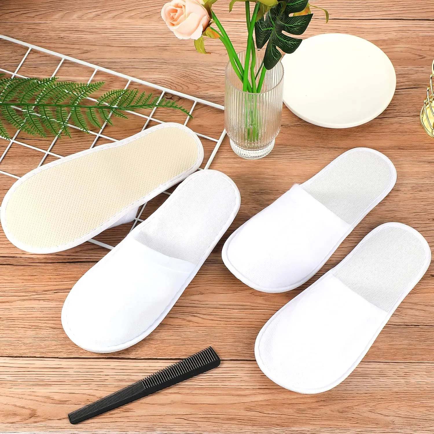 SATINIOR 20 Pairs Disposable Slippers Non-Slip Closed Top Slippers Unisex Spa Slippers for Hotel Travel Home Guest Massage Supplies, 2 Sizes