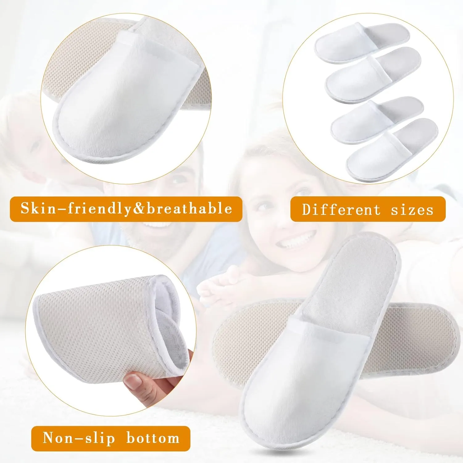 SATINIOR 20 Pairs Disposable Slippers Non-Slip Closed Top Slippers Unisex Spa Slippers for Hotel Travel Home Guest Massage Supplies, 2 Sizes