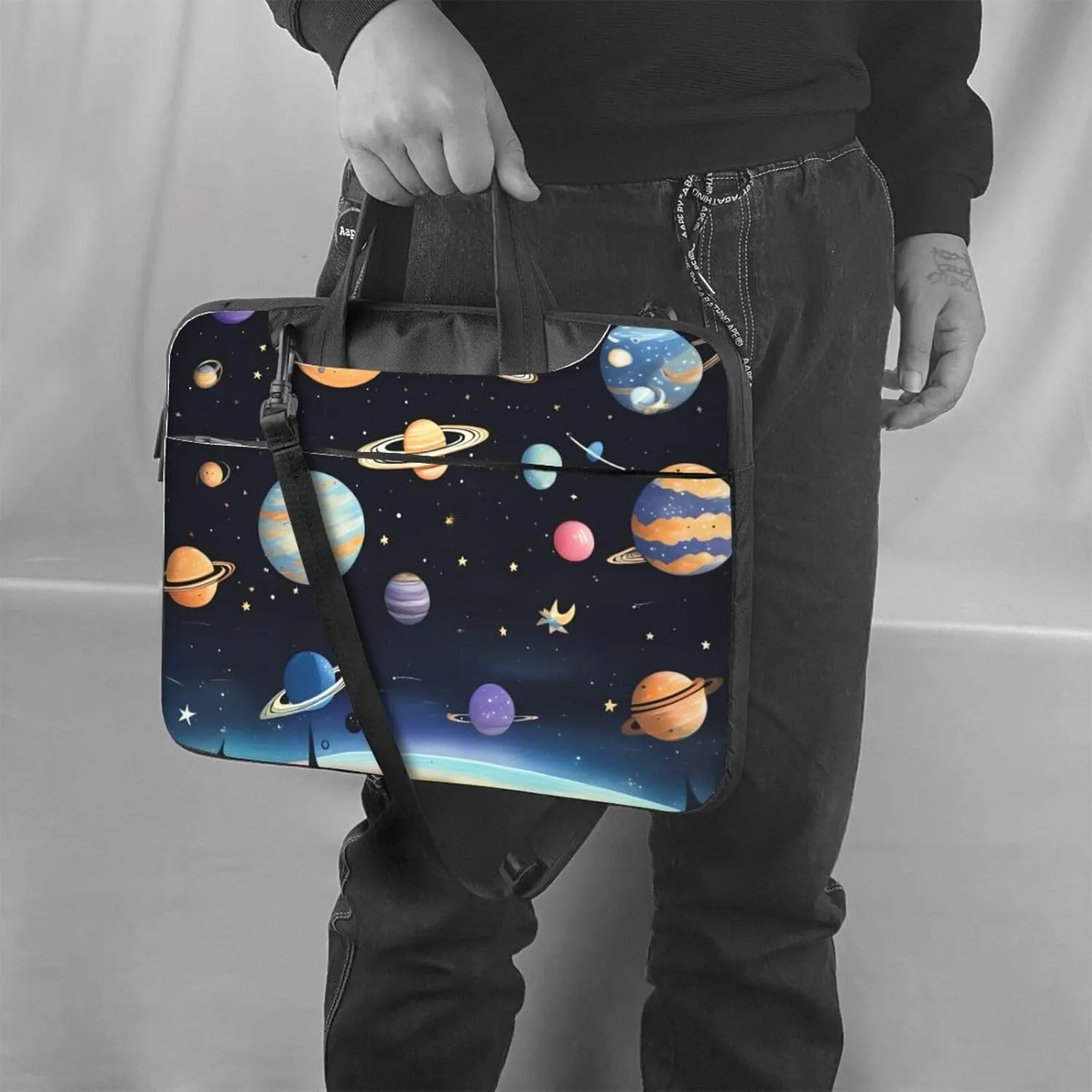 Saturn Jupiter Earth Laptop Shoulder Bag,# Ultra Slim And Portable, With Padded Shoulder Strap And Handleã€‚
