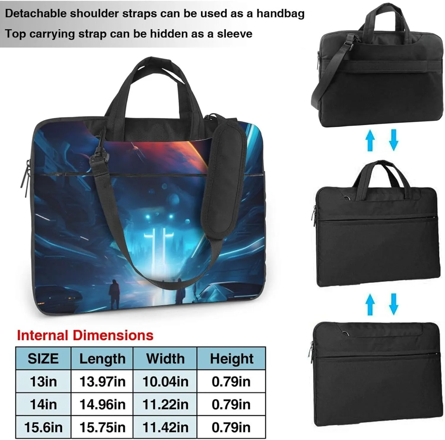 Science Fiction Future Laptop Shoulder Bag,# Ultra Slim And Portable, With Padded Shoulder Strap And Handleã€‚