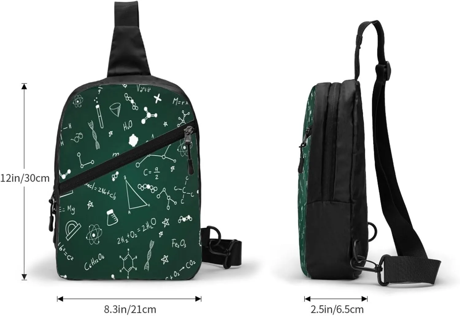 Scientific Formulas Chalkboard 1 Sling Bag for Men Women, Small Crossbody Sling Backpack Shoulder Chest Bag, Anti Theft Travel Hiking Sports