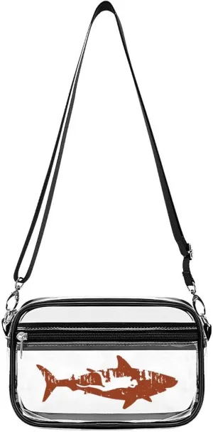 Scuba Diver Shark Fashion Clear Crossbody Bags Stadium Approved Shoulder Purse for Concerts Sports Events Festival
