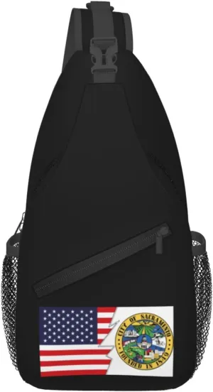 Seal Of Sacramento, California And America Crossbody Bags For Women Men Chest Backpack Gym Shoulder Bag Travel Outdoor Sports Casual Crossbody Bags