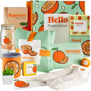 Self Care Package for Women – Thinking of You Self Care Kit, Orange Birthday Box for Her, Get Well Soon Basket, Spa Treat for Women, After Surgery Care Package, Thoughtful Gift Idea