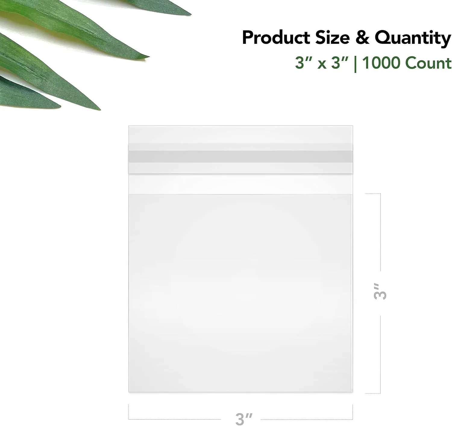 Self Sealing Square Cellophane Bags - 3" x 3" (1000 Count) - Clear Plastic Resealable Cello Bag - Cellophane Treat Bags, Cookie Bags for Packaging, Candy bags, Cello Bags, Pastry Bags