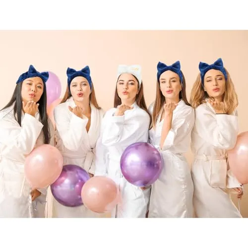 Semato Bachelorette Party Favor Set Bride Spa Headband Bride Headband and Bridesmaid Headband Skincare Headbands for Women Cute Bow Head Bands Party Supplies (1 bride  7 navy blue)