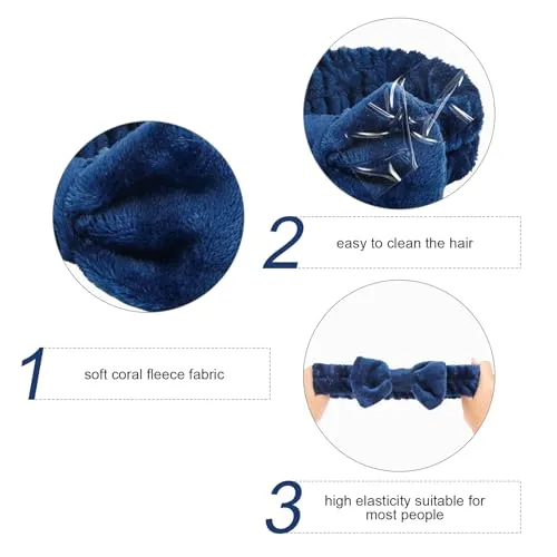 Semato Bachelorette Party Favor Set Bride Spa Headband Bride Headband and Bridesmaid Headband Skincare Headbands for Women Cute Bow Head Bands Party Supplies (1 bride  7 navy blue)