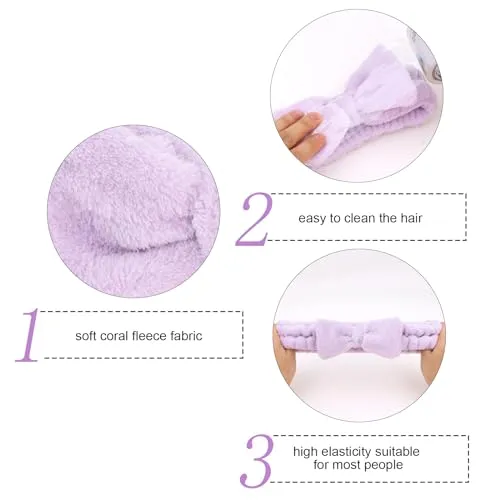 Semato Bachelorette Party Favor Set Bride Spa Headband Bride Headband and Bridesmaid Headband Skincare Headbands for Women Cute Bow Head Bands Party Supplies (1 bride  7 purple)