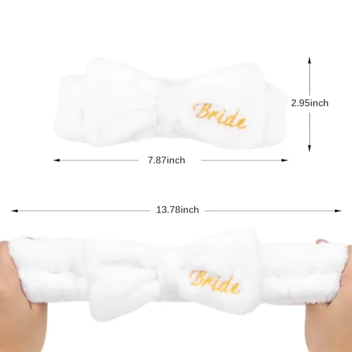 Semato Bachelorette Party Favor Set Bride Spa Headband Bride Headband and Bridesmaid Headband Skincare Headbands for Women Cute Bow Head Bands Party Supplies (1 bride  7 purple)