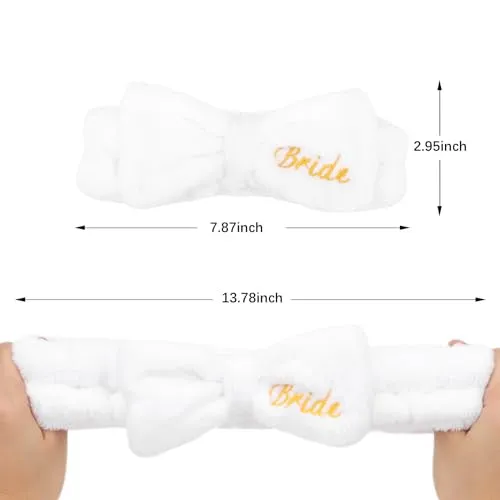 Semato Bachelorette Party Favor Set Bride Spa Headband Bride Headband and Bridesmaid Headband Skincare Headbands for Women Cute Bow Head Bands Party Supplies (1 bride  7green)