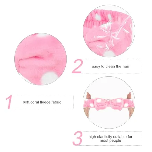 Semato Bachelorette Party Favor Set Bride Spa Headband Bride Headband and Bridesmaid Headband Skincare Headbands for Women Cute Bow Head Bands Party Supplies (1 bride  7pink dot)