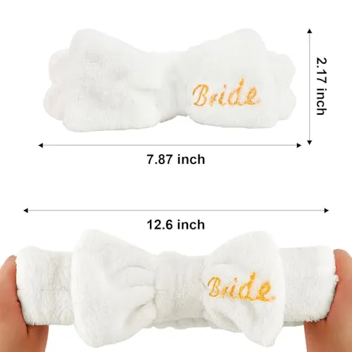 Semato Bachelorette Party Favor Set Bride Spa Headband Bride Headband and Bridesmaid Headband Skincare Headbands for Women Cute Bow Head Bands Party Supplies (1 bride  7pink dot)