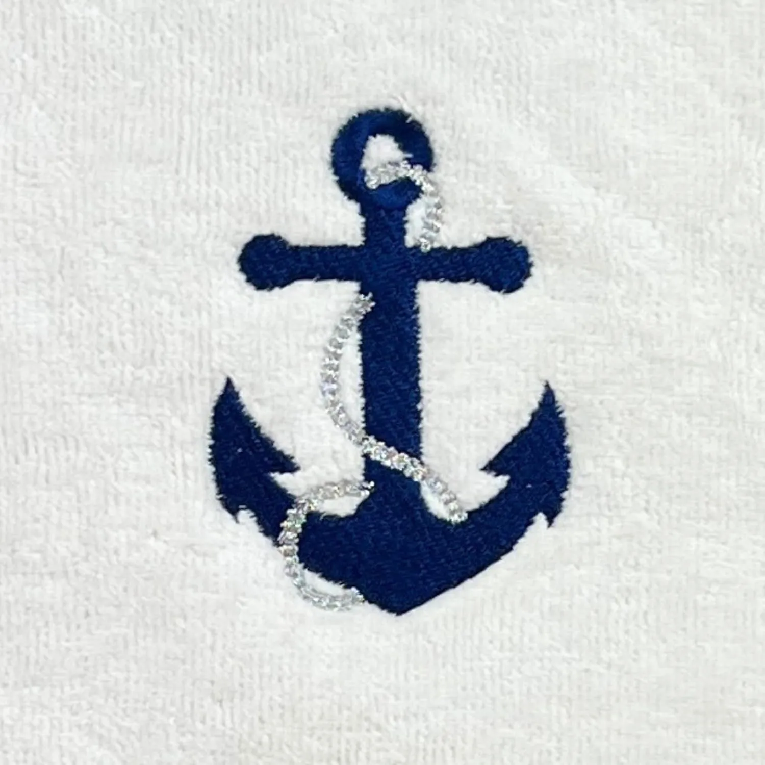 Serafina Home Summer Soft Absorbent Anchor Guest Hand Towels: Nautical Blue Anchor with Gray Rope Coastal Design, 2 Piece (Single Anchor)