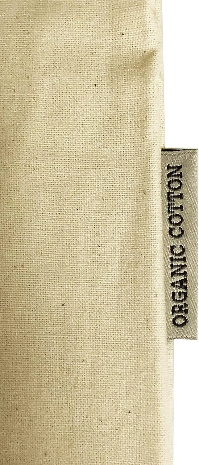 Set of 6 - Organic Cotton Canvas Tote Bags 15"W x 16"H Blank Eco Friendly Bulk Safe Environment Friendly Reusable Craft, Book, DIY, Travel, Book Bags (Natural, 6)