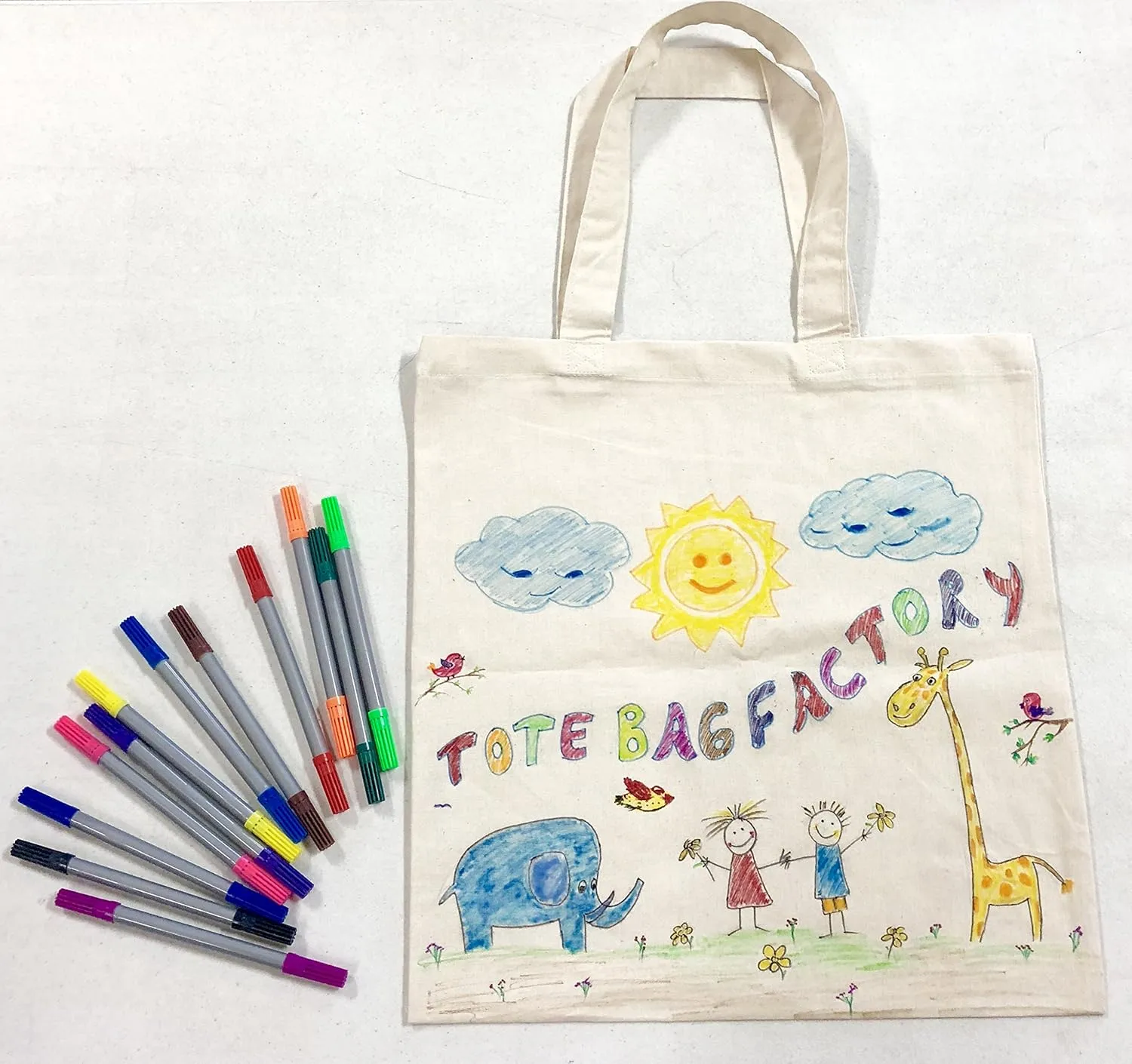 Set of 6 - Organic Cotton Canvas Tote Bags 15"W x 16"H Blank Eco Friendly Bulk Safe Environment Friendly Reusable Craft, Book, DIY, Travel, Book Bags (Natural, 6)