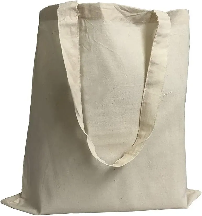 Set of 6 - Organic Cotton Canvas Tote Bags 15"W x 16"H Blank Eco Friendly Bulk Safe Environment Friendly Reusable Craft, Book, DIY, Travel, Book Bags (Natural, 6)