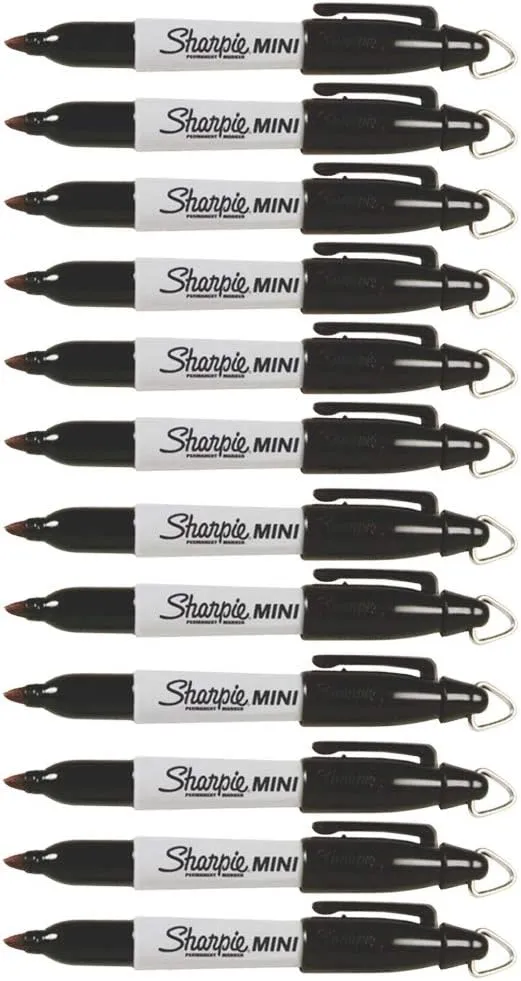 Sharpie Mini Permanent Markers, Fine Point, 12-Count (Black)