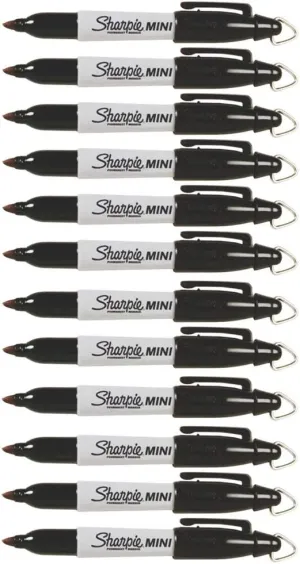 Sharpie Mini Permanent Markers, Fine Point, 12-Count (Black)
