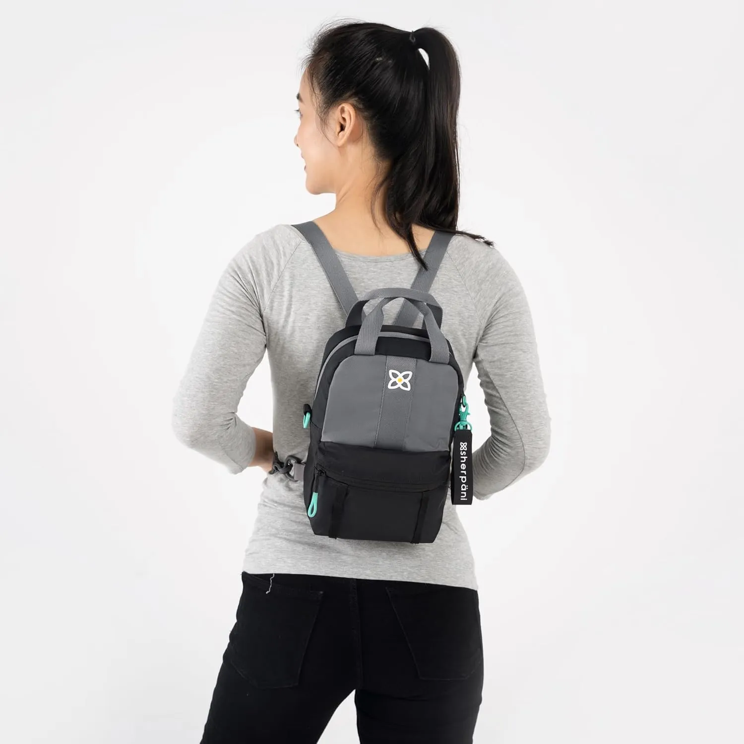 Sherpani Logan, Mini Backpack for Women, Travel Backpack Purse, Nylon Tote Bag for Women, RFID Protection (Moonstone)