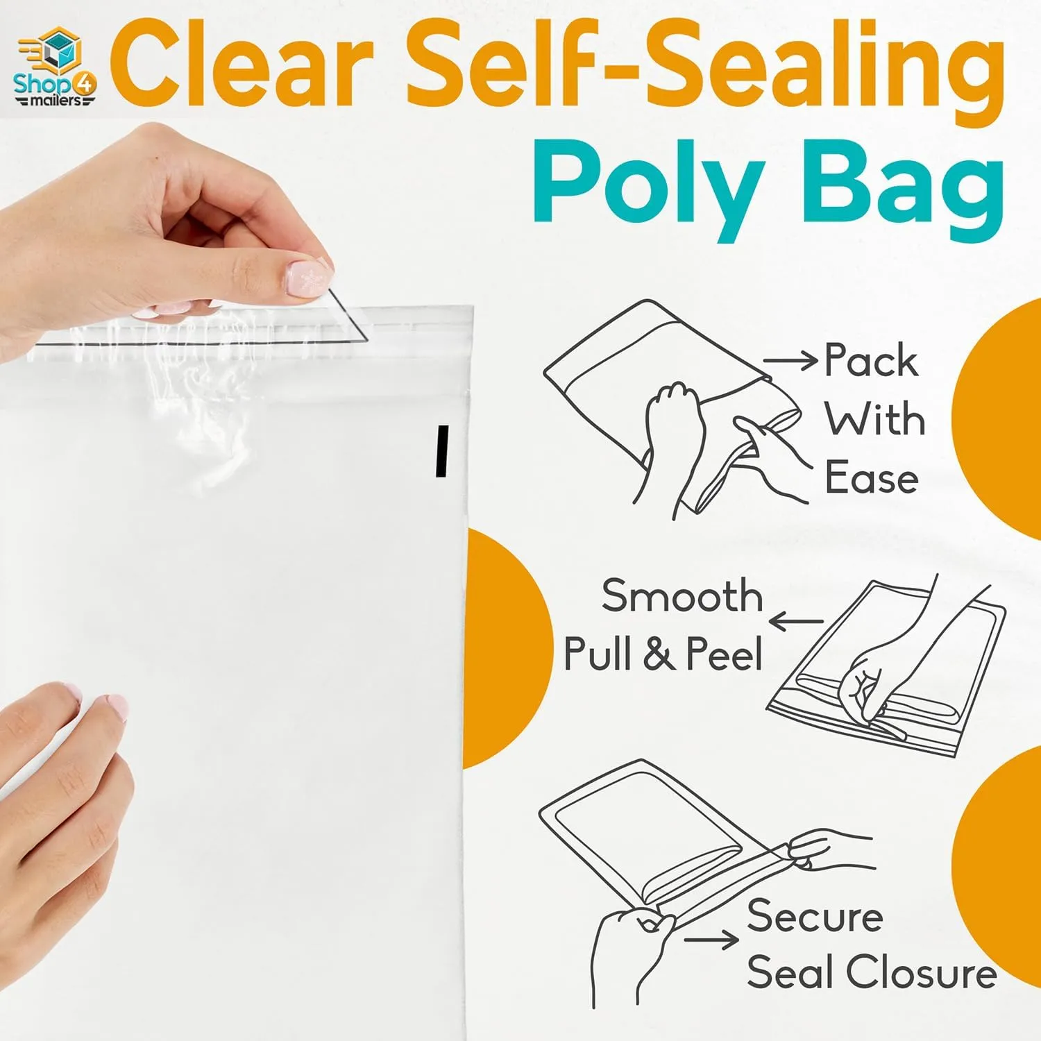 Shop4Mailers 19 x 24 Clear Plastic Poly Bags 1.5 Mil Self Seal Packaging for Apparel, Jewelry, Documents, Prints, Gifts, Storage – Resealable (1000 Pack)
