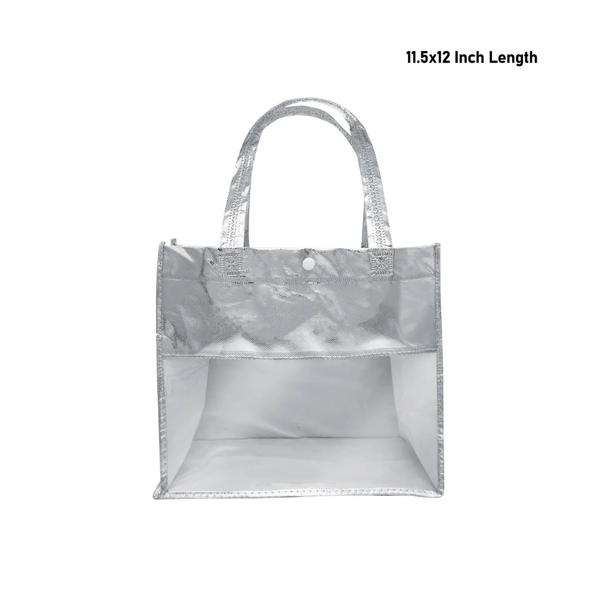 Shopping Bag With Button - 11.5 x 12 Inches | Silver Colour Gift Bag/ Hand Bag With Handle for Men & Women