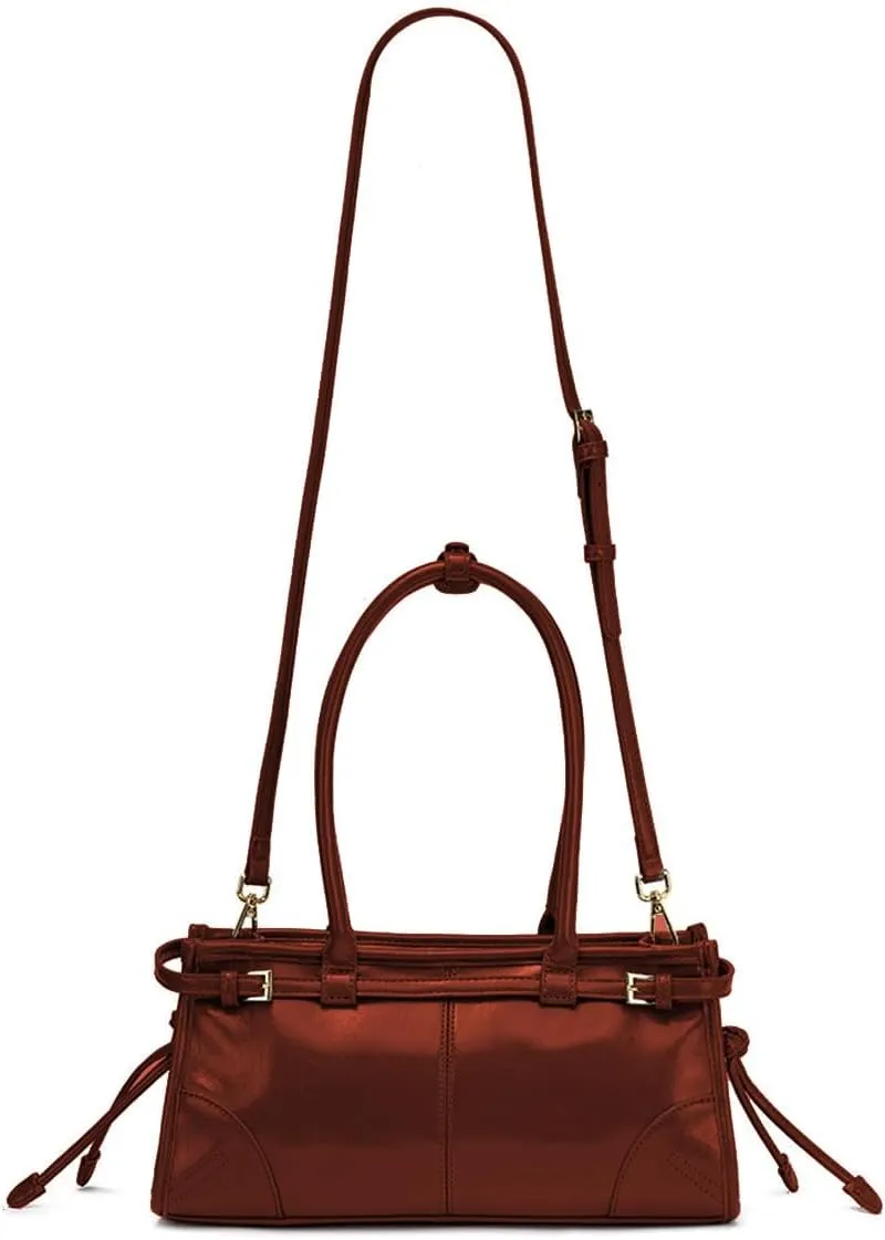 Shoulder Bags for Women Women's Crossbody Bag Soft Faux Leather Zipper Closure Detachable Long Strap
