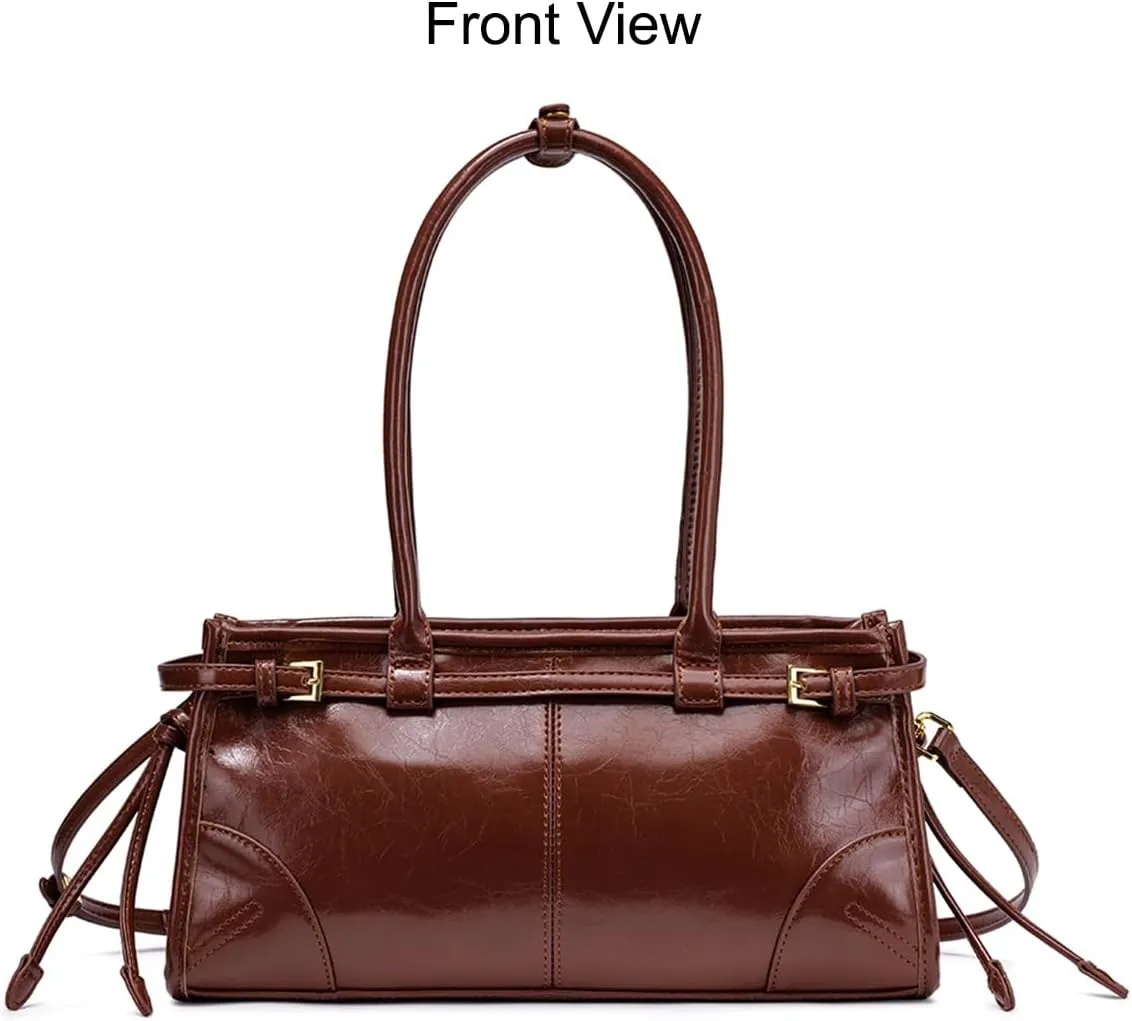 Shoulder Bags for Women Women's Crossbody Bag Soft Faux Leather Zipper Closure Detachable Long Strap