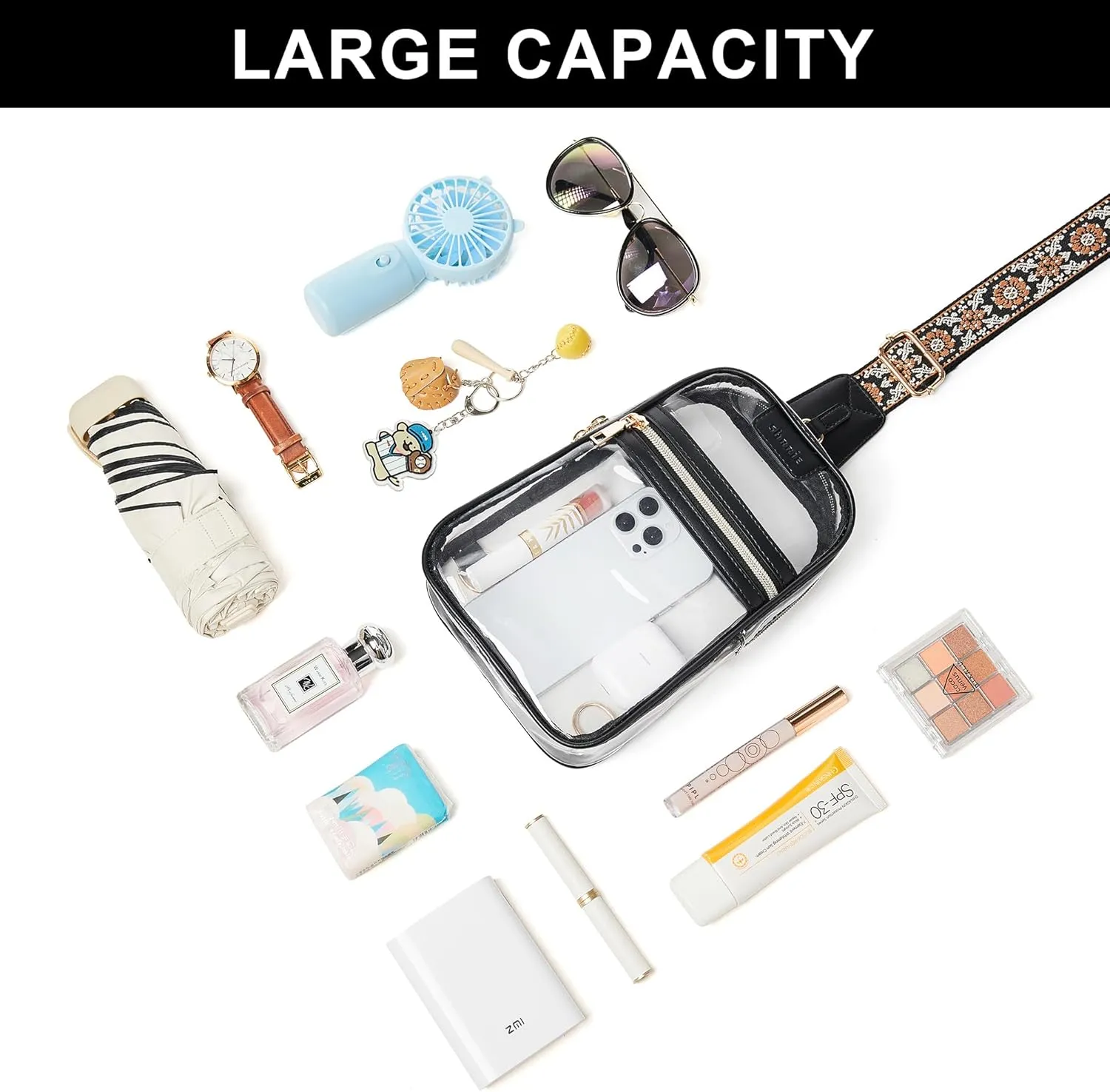 Shrrie Clear Bag for Stadium Events Transparent Crossbody Bag Clear Purse for Women&Men-Stadium Approved, Concerts&Sports