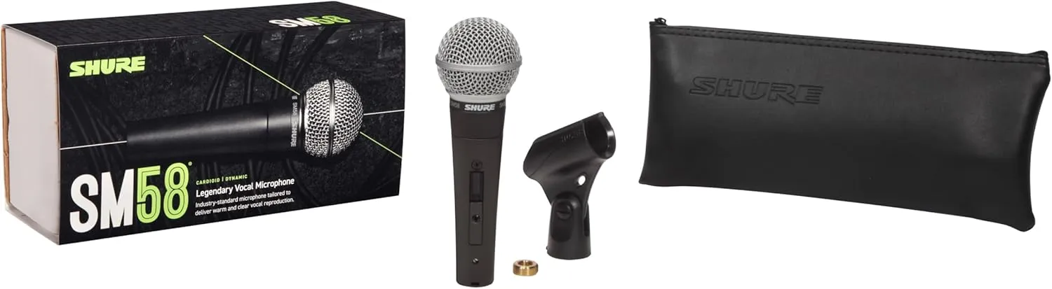 Shure SM58 Pro XLR Dynamic Microphone with On/Off Switch - Professional Studio & Live Performance Cardioid Mic for Vocals, Podcasting, and Recording (SM58S)